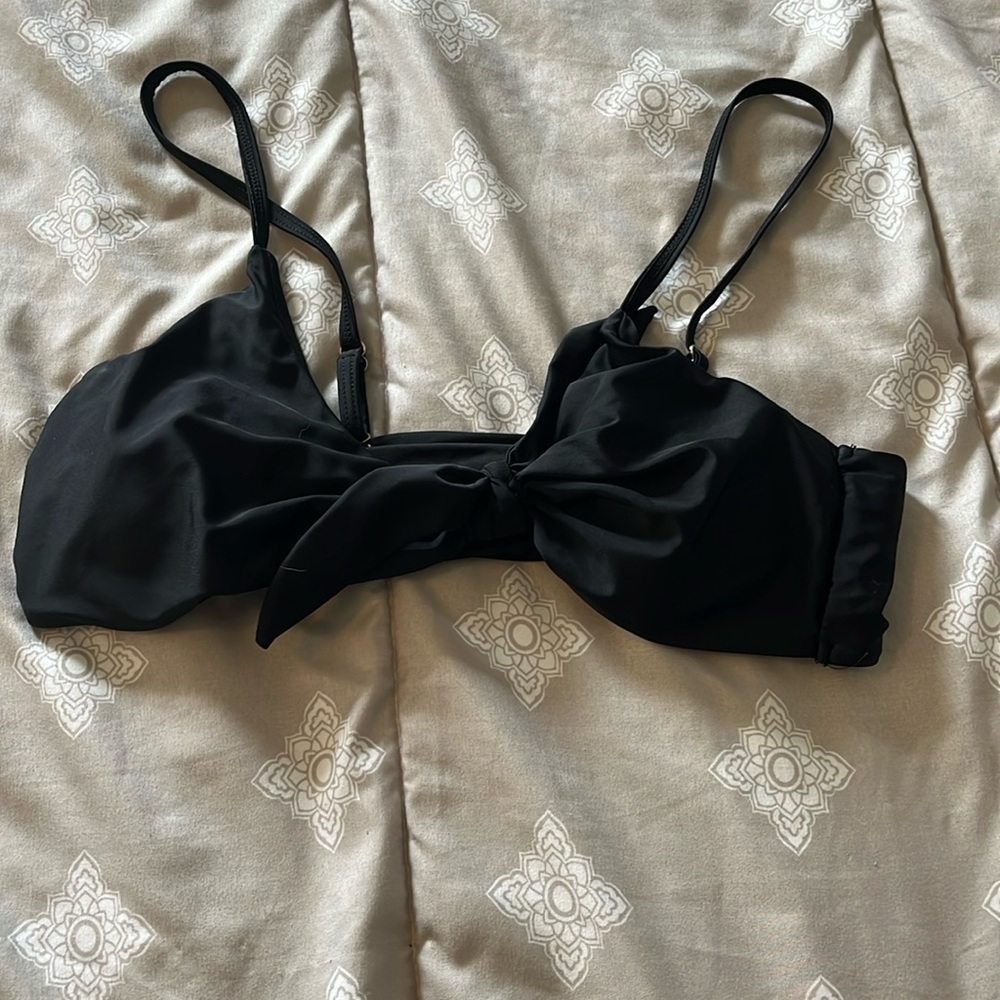 Blooming Jelly Black Bow Bikini Top Removable Cups Size Medium
